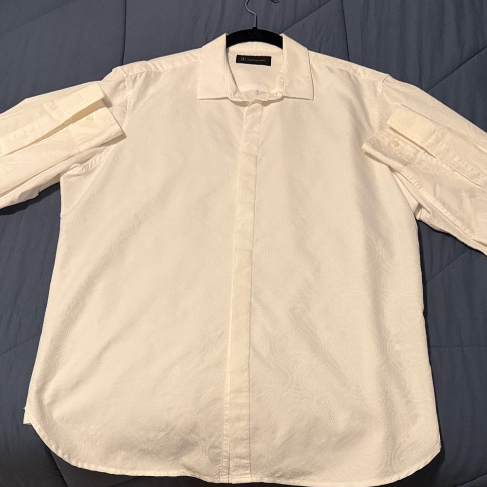 INC International Concepts Ivory Textured Dress Shirt